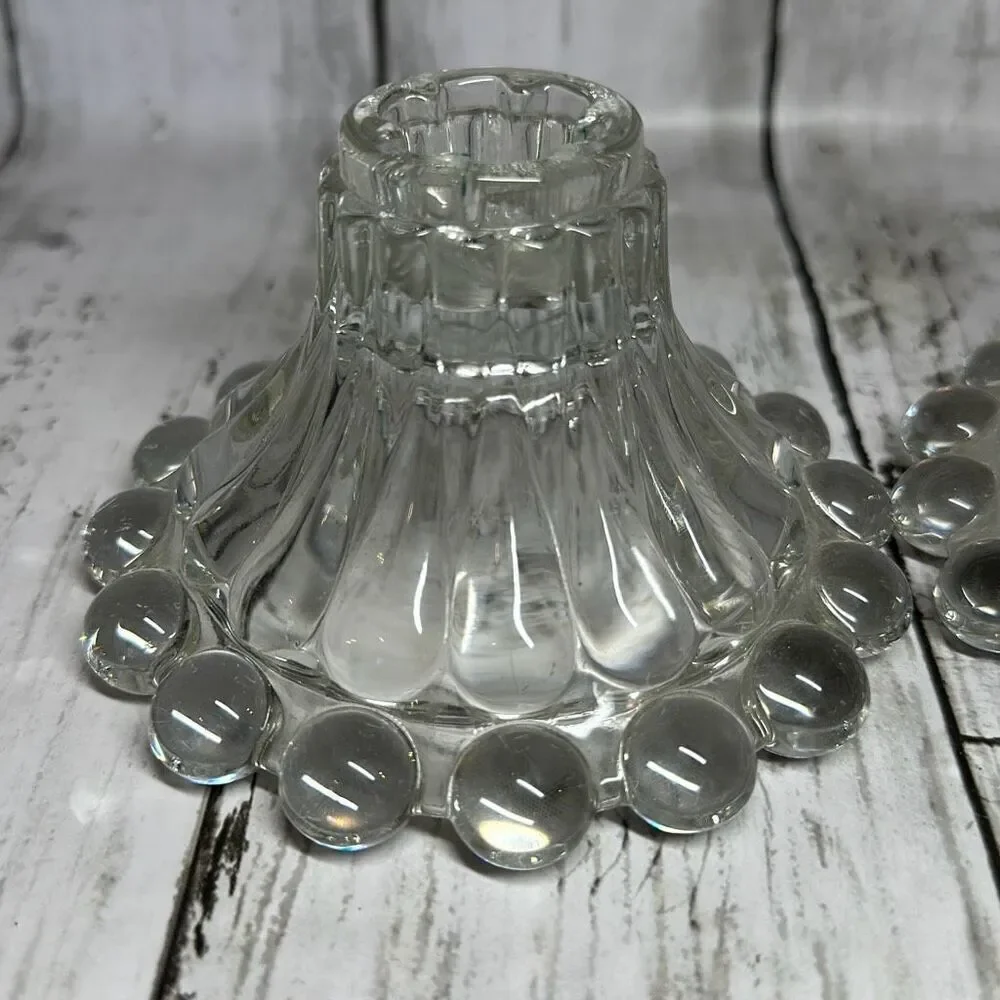 Vintage 1960s Boopie Bubble Glass‎ Candlestick Holder Set